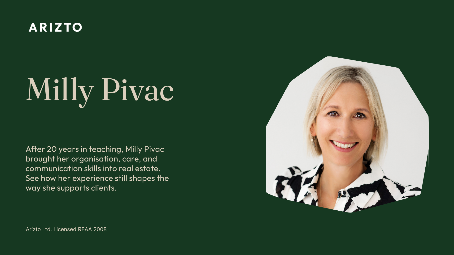 Milly Pivac - From the Classroom to the Open Home